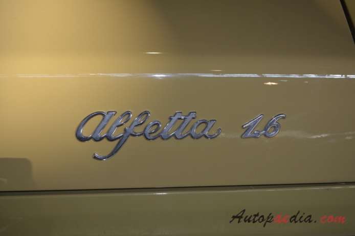 Alfa Romeo Alfetta 1972-1984 (1976 1.6L sedan 4d), rear emblem  