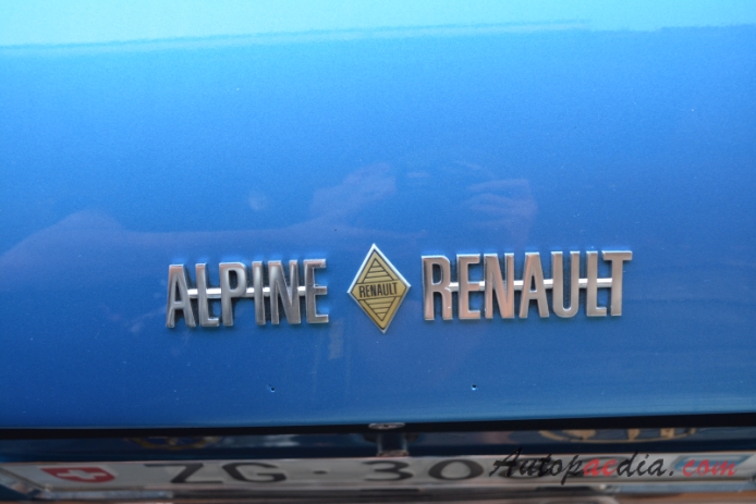 Renault Alpine A110 1961-1977 (1974 Renault Alpine A110 SI 1605 ccm Coupé 2d), rear emblem  