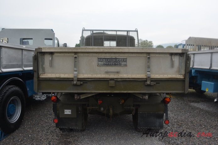Berna type V 1955-1977 (1970 Berna 2VM CT3D 4x4 military truck dump truck), rear view