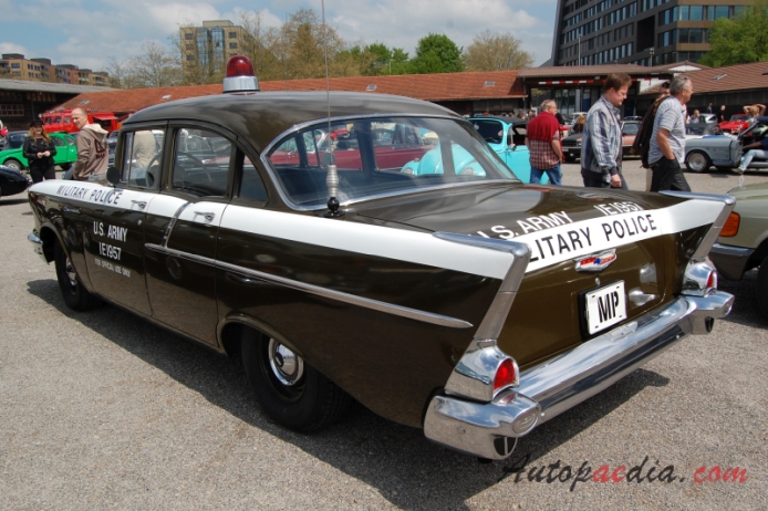 Chevrolet 150 (One Fifty) 1953-1957 (1957 Military Police Car sedan 4d),  left rear view