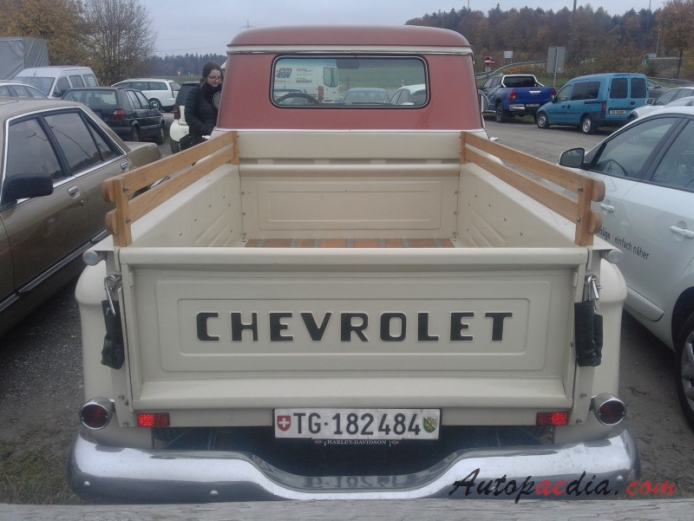 Chevrolet Task Force 1955-1959 (1956 Chevrolet 3100 pickup 2d), rear view