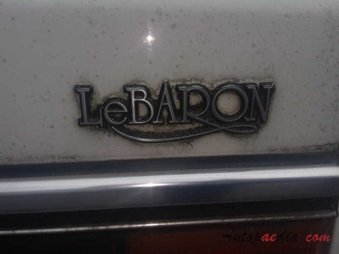 Chrysler LeBaron 2nd generation 1982-1988 (1982-1985 convertible 2d), rear emblem  