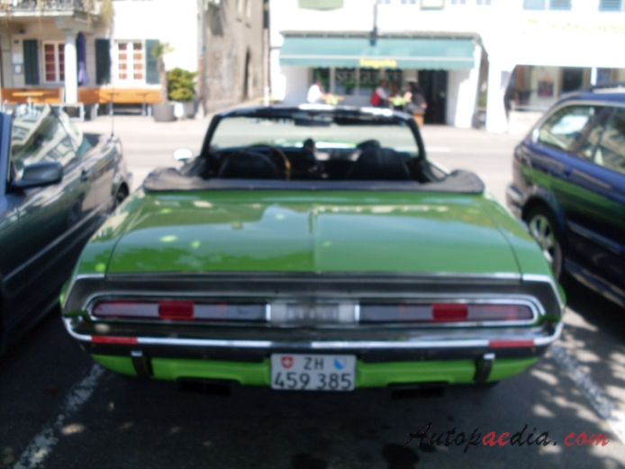 Dodge Challenger 1st generation 1970-1974 (1970 R/T 440 SixPack convertible), rear view