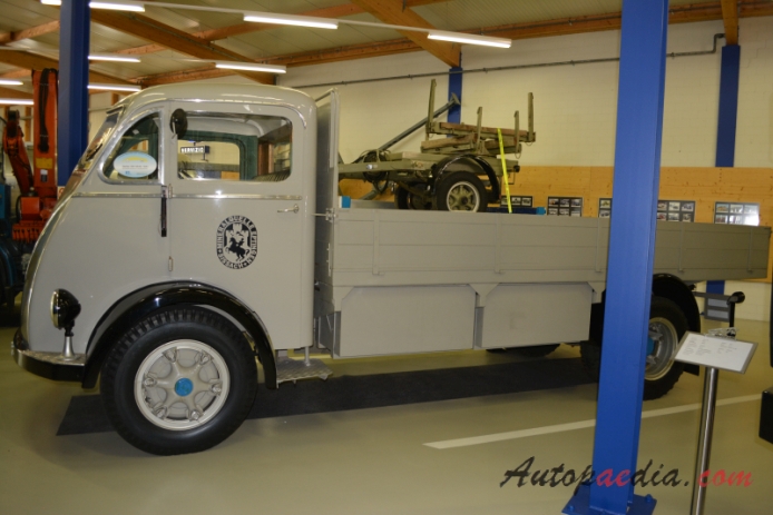 FBW Frontlenker (kabina nad silnikiem) 1947-1985 (1941 FBW EW 5040 Mineralqülle Eptingen Sissnach przeróbka na elektryczny pickup), lewy bok