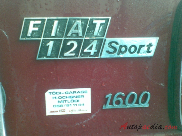 Fiat 124 Coupé BC 1969-1972 (Fiat 124 1600 Coupé 2d), emblemat tył 