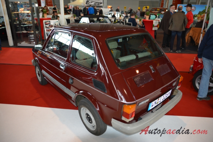 Fiat 126 1972-2000 (1983 Fiat 126 Bambino 650 Red fastback 2d),  left rear view
