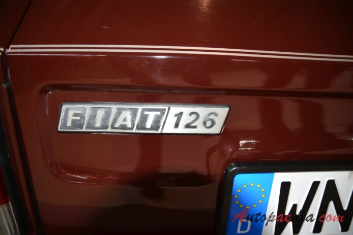 Fiat 126 1972-2000 (1983 Fiat 126 Bambino 650 Red fastback 2d), rear emblem  