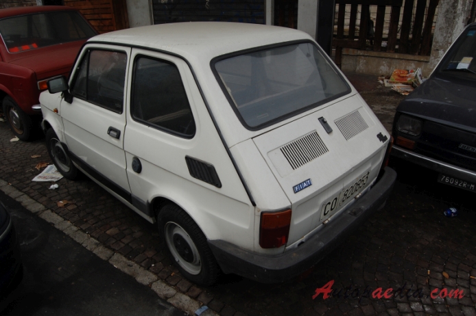 Fiat 126 1972-2000 (1984-1988 Fiat 126 made by FSM fastback 2d),  left rear view