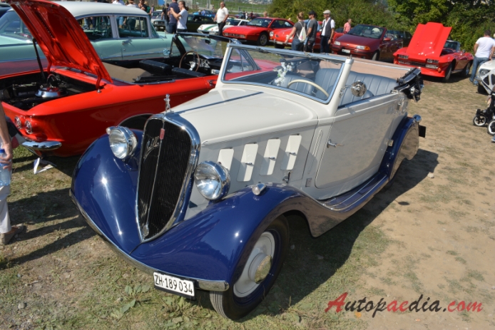 Fiat 508B Balilla 1934-1937 (1934-1937 Fiat 508B Balilla Garavani Torino cabriolet 2d), lewy przód