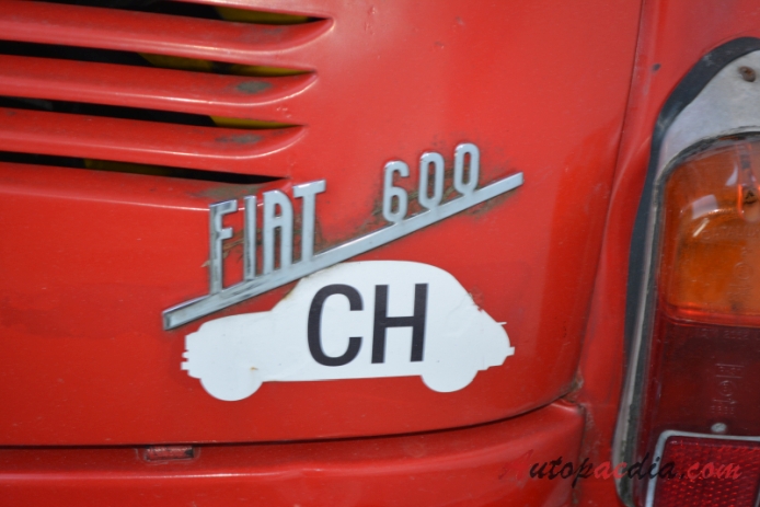 Fiat 600 1955-1969 (1965-1969 Fiat 600D series III), rear emblem  
