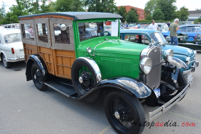 Ford Model A 1927-1931 (1931 type 150 B woody wagon 4d), right front view