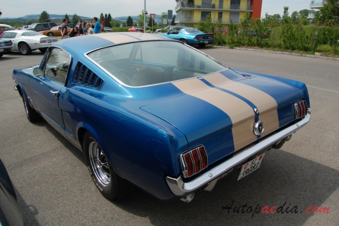 Ford Mustang 1st generation 1964-1973 (1965 289 cu in 2+2 Fastback),  left rear view
