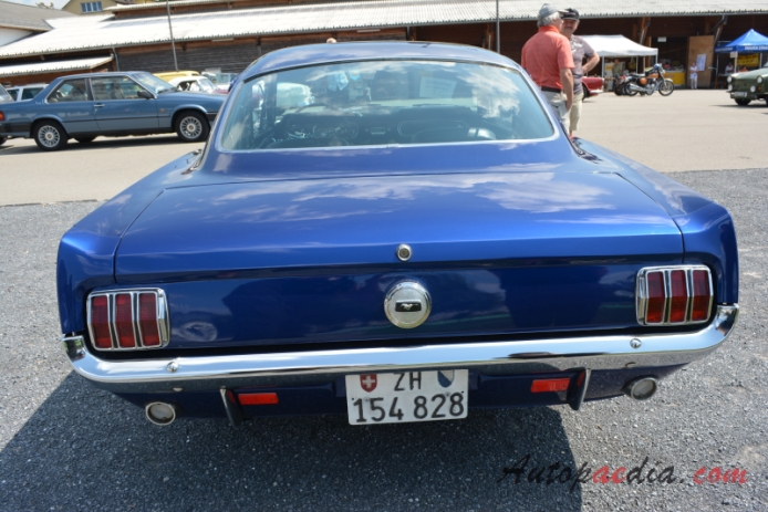 Ford Mustang 1st generation 1964-1973 (1966 V8 4.7L 2+2 Fastback), rear view