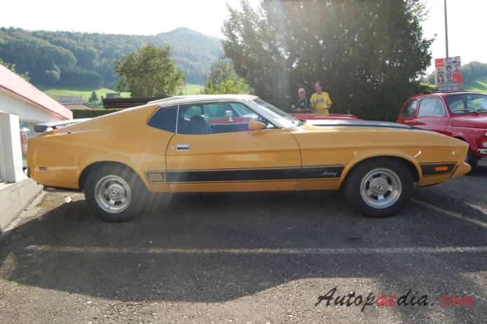 Ford Mustang 1st generation 1964-1973 (1973 Mach 1 fastback), right side view
