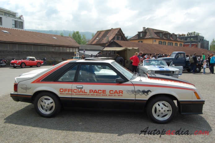 Ford Mustang 3rd generation 1979-1993 (1979 Indianapolis Pace Car hatchback 3d), right side view
