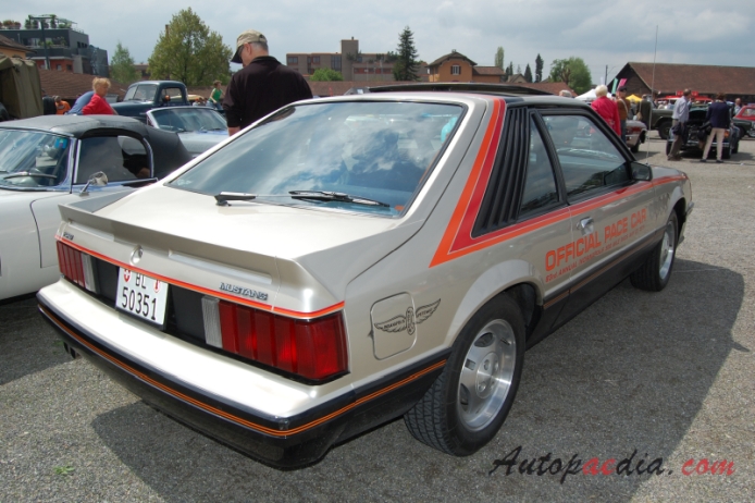 Ford Mustang 3rd generation 1979-1993 (1979 Indianapolis Pace Car hatchback 3d), right rear view