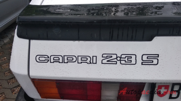 Ford Capri Mk III 1978-1986 (1978-1984 Ford Capri 2.3 S hatchback 3d), emblemat tył 