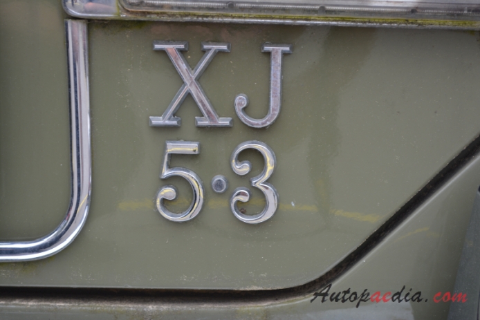 Jaguar XJ Mark 1 1968-1992 (1973-1979 Series II 5.3L XJ12 sedan 4d), rear emblem  