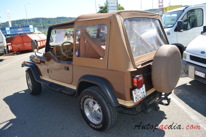 Jeep Wrangler 1st generation YJ 1986-1995 (1988 ZDR cabriolet 2d),  left rear view