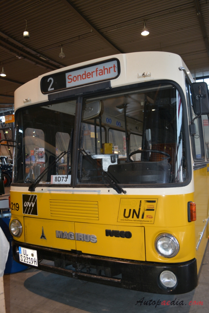 Magirus Deutz Standardbus 1967-1982 (1982 Iveco 260 SH 110 UNF Ulmer/Neu-Ulmer Nahverkehrfreunde city bus), front view