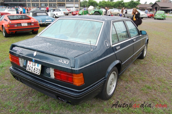 Maserati Biturbo 1981-1994 (1987-1990 430 sedan 4d), right rear view