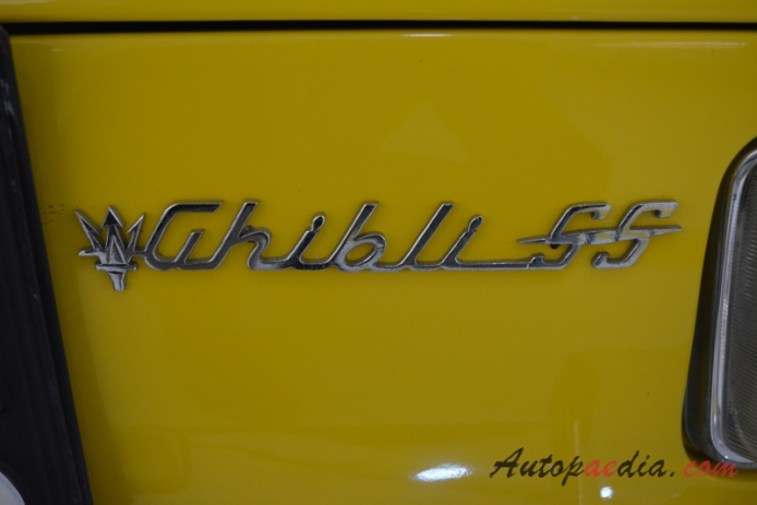 Maserati Ghibli I 1966-1973 (1970 SS Coupé), rear emblem  