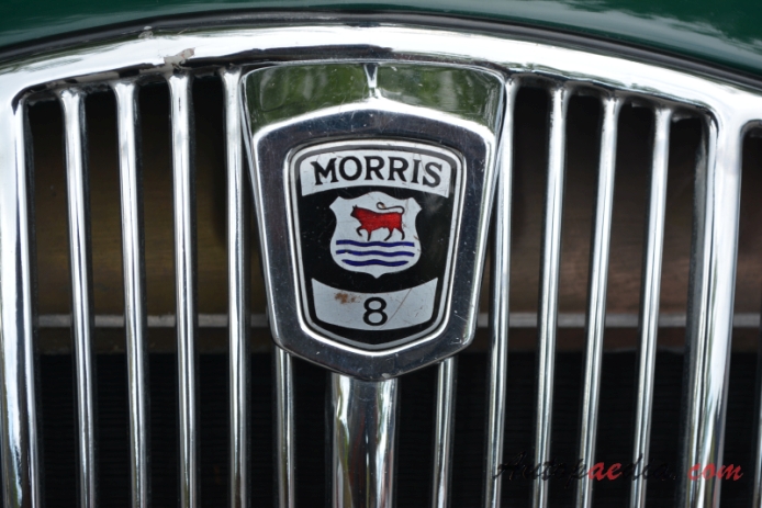 Morris Eight 3. generacja (seria E) 1938-1948 (saloon 4d), emblemat przód 