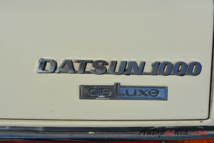 Datsun Sunny 1st generation B10 (Datsun 1000) 1966-1969 (1969 DeLuxe sedan 2d), rear emblem  