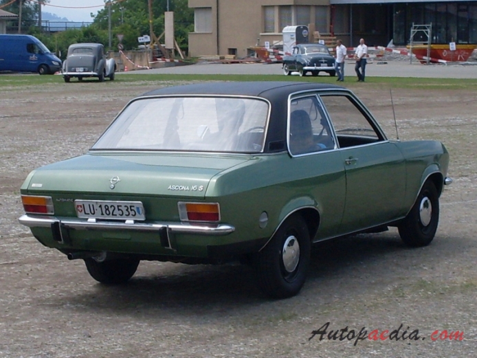 Opel Ascona A 1970-1975 (1.6 S sedan 2d), right rear view