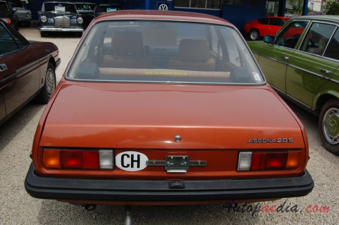 Opel Ascona B 1975-1981 (1980 2.0L sedan 4d), rear view