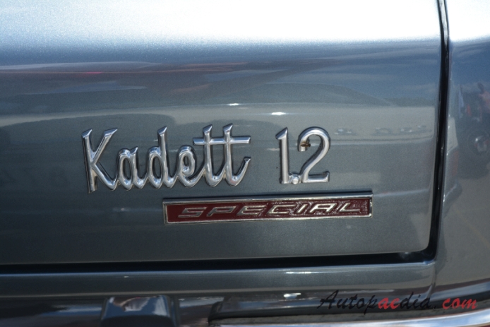 Opel Kadett B 1965-1973 (1967-1971 Kadett 1.2 Special sedan 2d), rear emblem  