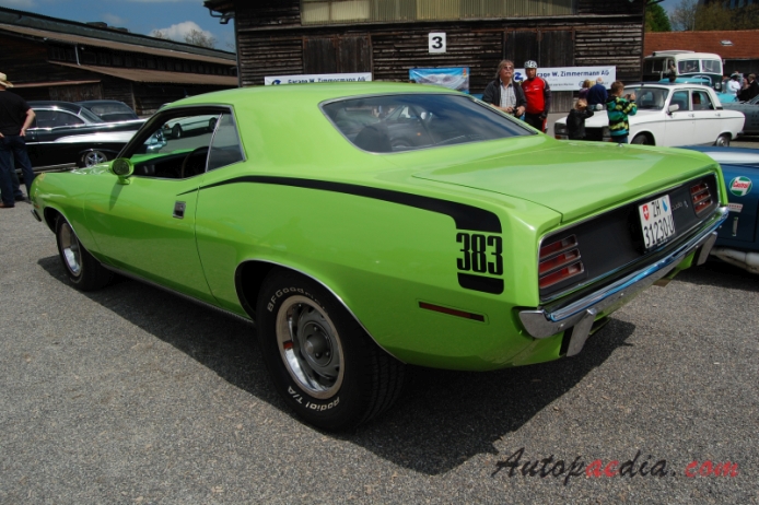 Plymouth Barracuda 3rd generation 1970-1974 (1970 383 Magnum Coupé 2d),  left rear view
