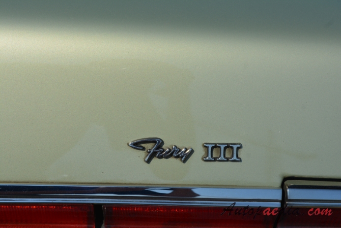 Plymouth Fury 4th generation 1965-1968 (1966 Fury III hardtop 2d), rear emblem  