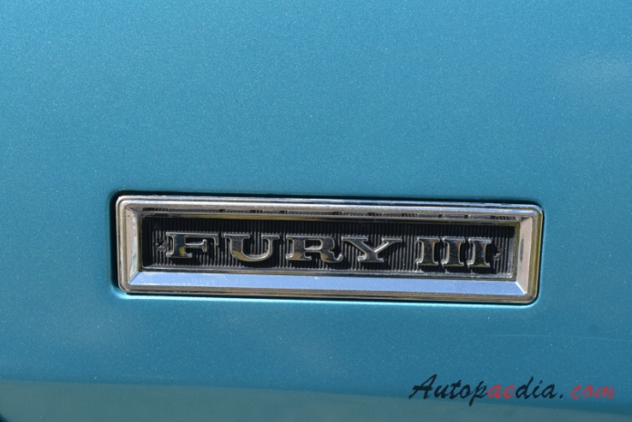Plymouth Fury 4th generation 1965-1968 (1968 Fury III Sport Fast Top hardtop Coupé 2d), side emblem 
