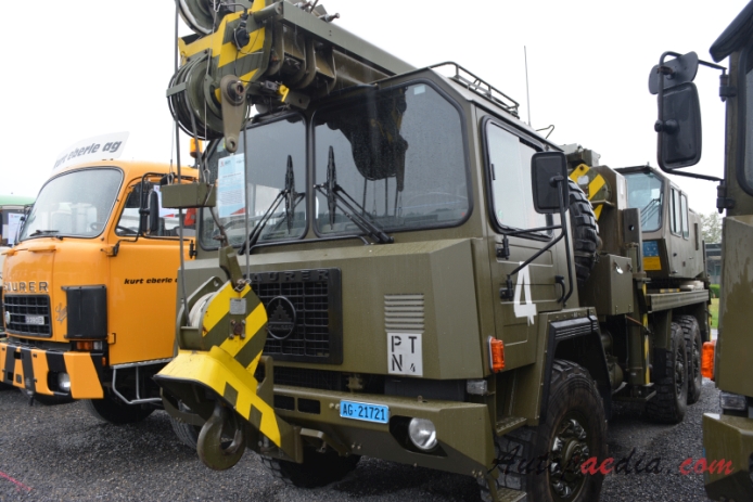 Saurer 10 DM 1983-1987 (1986 D4KT-M PTN4 6x6 crane military truck), left front view