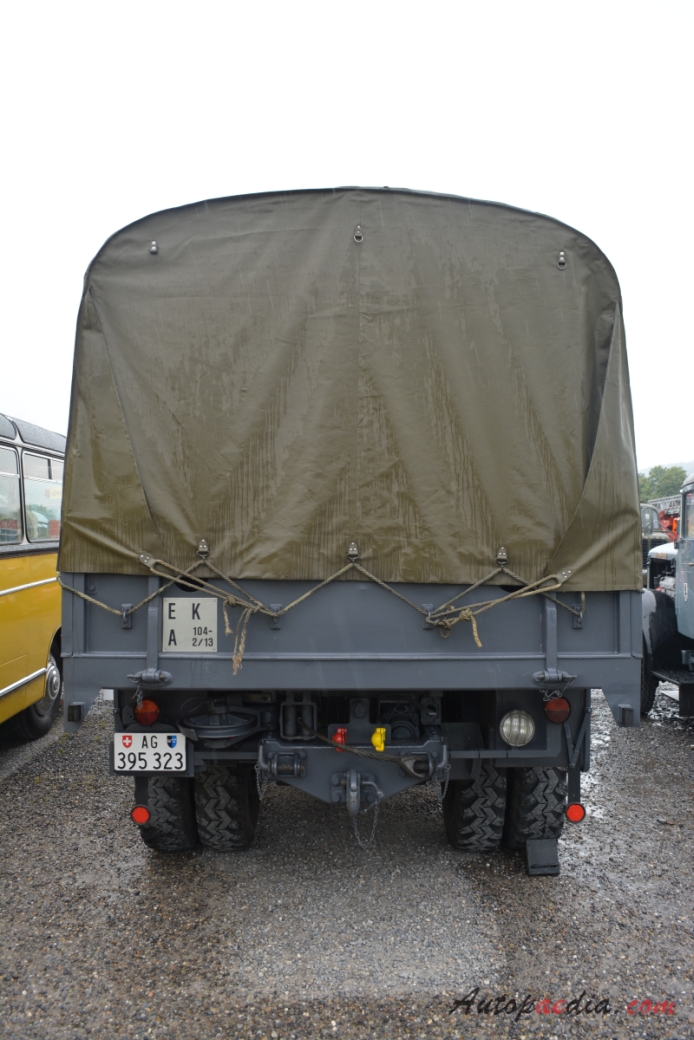 Saurer 4 CM 1950-1960 (1952 CT2D EKA 104-2/13 military truck), rear view