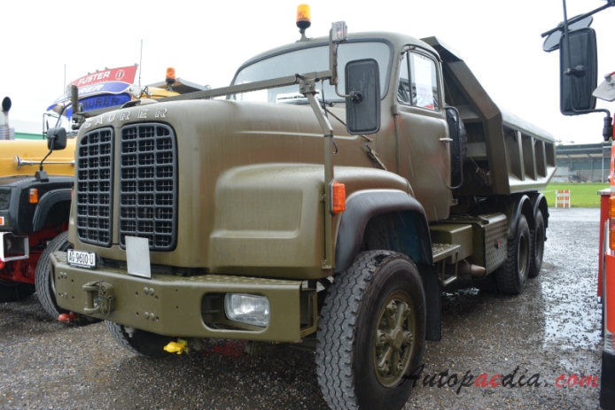 Saurer type D 1959-1982 (1974 Saurer D330N D2KT 6x4 dump truck military truck), left front view