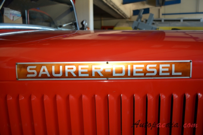 Saurer type C 1934-1965 (1941 Saurer N4C Magirus Autodrehleiter ADL Feuerwehr Rudolfstetten fire engine), side emblem 