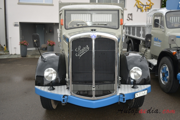 Saurer type C 1934-1965 (1956 Saurer S4C H.Stoll Söhne Transporte 4x2 dump truck), front view