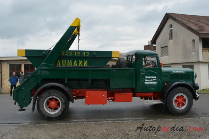 Saurer typ C 1934-1965 (1958 Saurer S4C Baumann Transporte Weinfelden 4x2 bramowiec), prawy bok