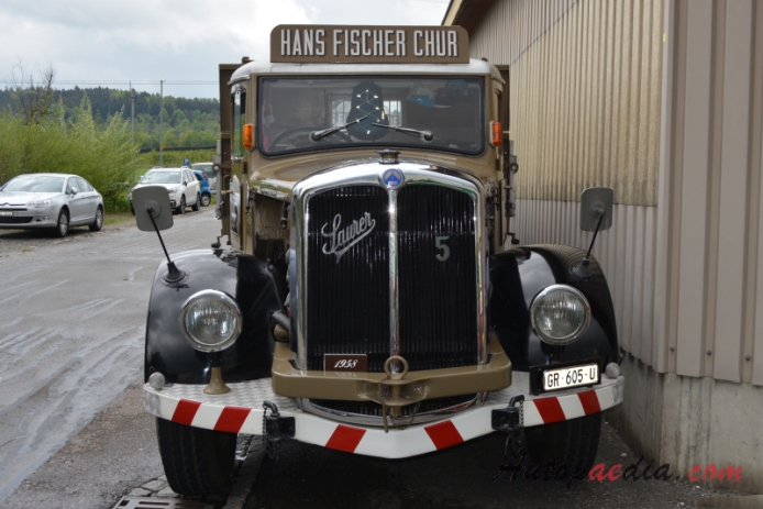 Saurer type C 1934-1965 (1958 Saurer S4C V8 Hans Fischer Chur 4x2 dump truck), front view