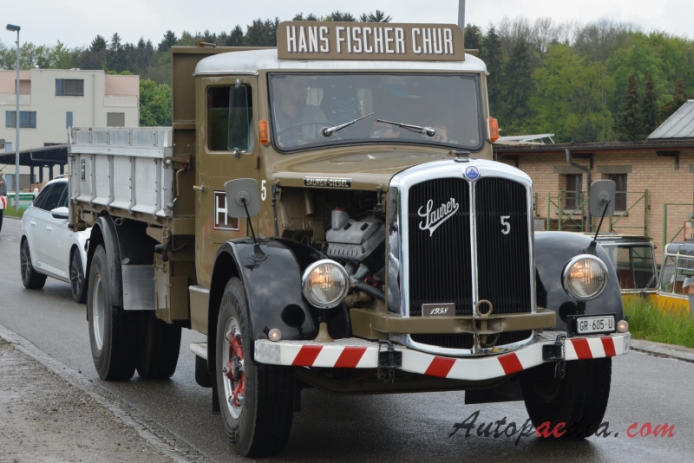 Saurer type C 1934-1965 (1958 Saurer S4C V8 Hans Fischer Chur 4x2 dump truck), right front view