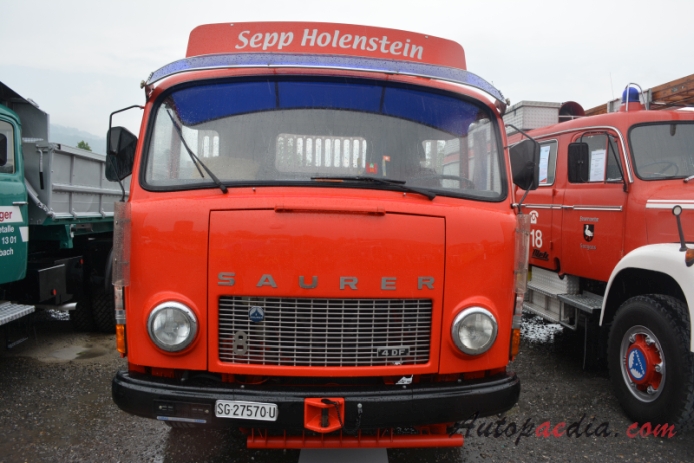 Saurer type D 1959-1983 (1974 Saurer 4DF CTK200 Sepp Holenstein 4x2 dump truck), front view