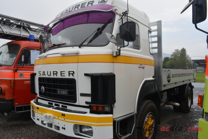 Saurer type D 1959-1983 (1980 Saurer G230B D3K-G flatbed truck), left front view