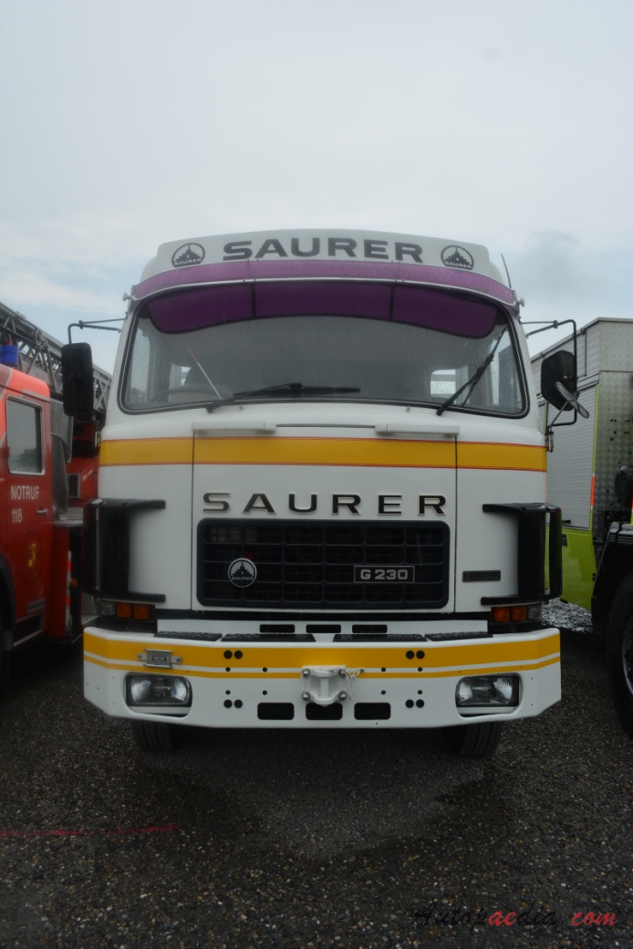 Saurer type D 1959-1983 (1980 Saurer G230B D3K-G flatbed truck), front view
