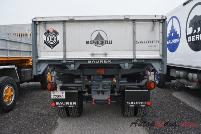 Saurer type D 1959-1983 (1982 Saurer D290B D3KT-B Nicola Mazzuchelli Transporti Lugano 4x4 dump truck), rear view