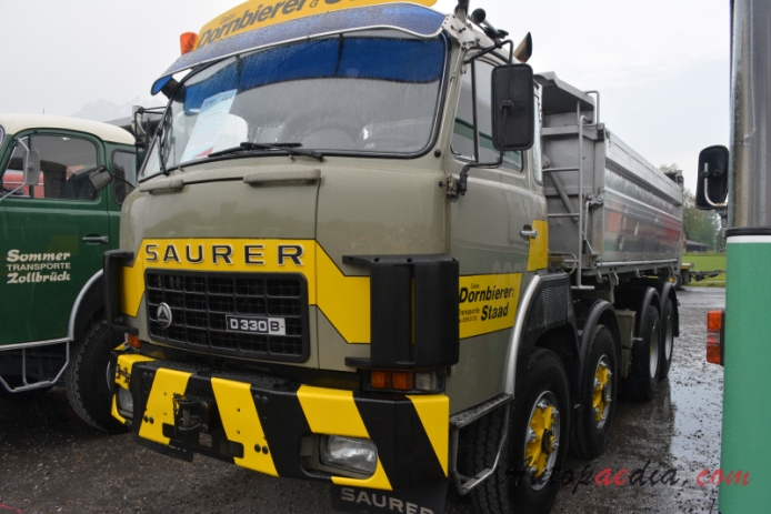 Saurer type D 1959-1983 (1982 Saurer D330B D4KT-B Gebr. Dornbierer Staad AG 8x4 dump truck), left front view