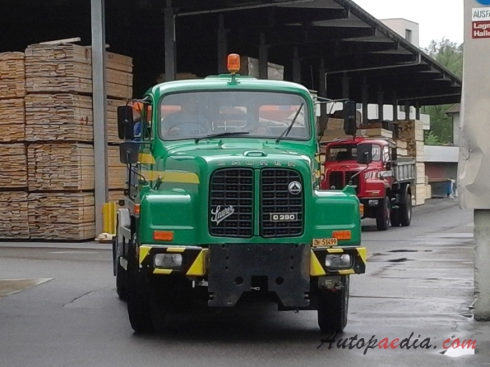 Saurer type D 1959-1983 (1974-1983 Saurer D290 Peter Schmid Bau-Dienstleistungen 4x2 flatbed truck), front view