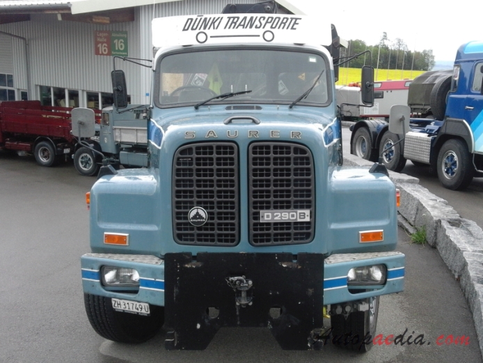 Saurer type D 1959-1983 (1978-1983 Saurer D290B Dünki Transporte 6x2 flatbed truck), front view