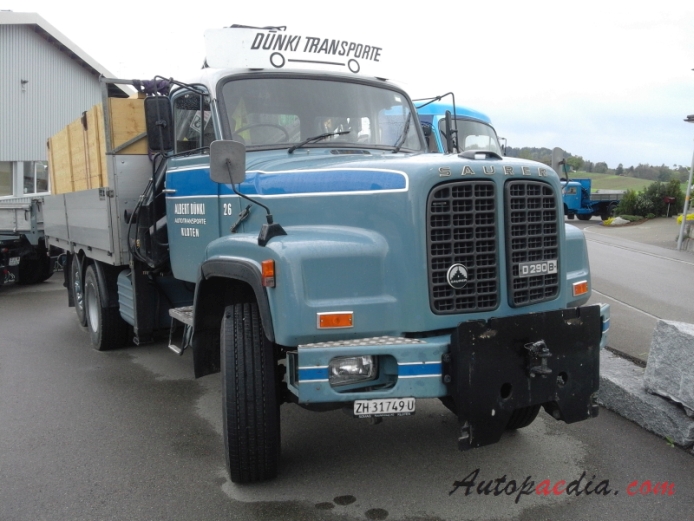 Saurer type D 1959-1983 (1978-1983 Saurer D290B Dünki Transporte 6x2 flatbed truck), right front view